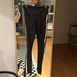 SPANX Faux Leather Leggings for Women Tummy Control with Side Stripe size small